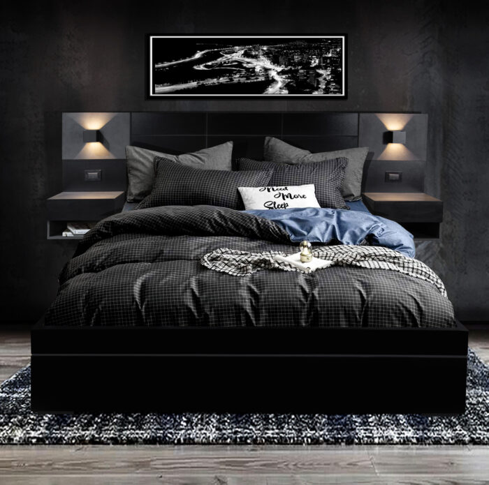 Respaldo de Cama 2 plazas | Satori Black/Magma Melamina 18 mm