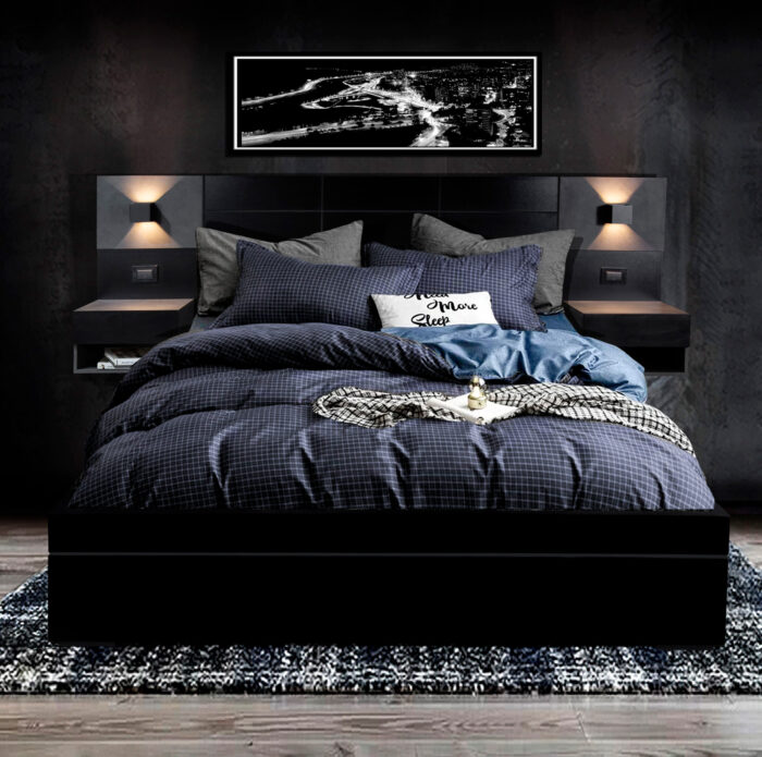Respaldo de Cama Super King Box Satori + Cajoneras | Satori Black/Magma